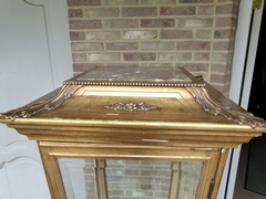 Transition style Gilded 4 sides cabinet vitrine  in gilded wood, Belgium 1900