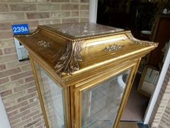 Transition style Gilded 4 sides cabinet vitrine  in gilded wood, Belgium 1900