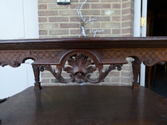 Transition style Server table in carved oak, Belgium,Liége 1920