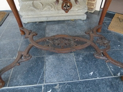 Transition style Server table in carved oak, Belgium,Liége 1920