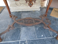 Transition style Server table in carved oak, Belgium,Liége 1920