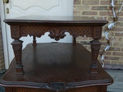 Transition style Server table in carved oak, Belgium,Liége 1920