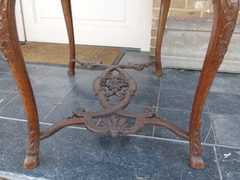 Transition style Server table in carved oak, Belgium,Liége 1920