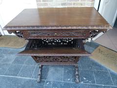 style Travailleuse lady desk in carved asiatique wood 1900