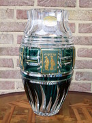 style Val Saint Lambert VSL vase with gilded scenes  in crystal, Belgium 1950