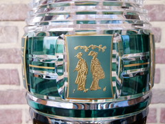 style Val Saint Lambert VSL vase with gilded scenes  in crystal, Belgium 1950