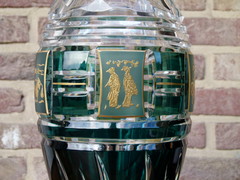 style Val Saint Lambert VSL vase with gilded scenes  in crystal, Belgium 1950