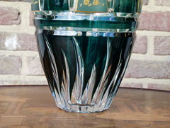 style Val Saint Lambert VSL vase with gilded scenes  in crystal, Belgium 1950