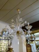 Venitian style Murano chandelier with 6 lights in glass, Italy 1930