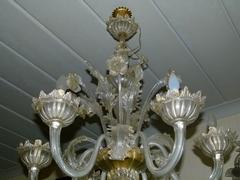 Venitian style Murano chandelier with 6 lights in glass, Italy 1930