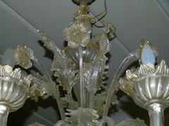 Venitian style Murano chandelier with 6 lights in glass, Italy 1930