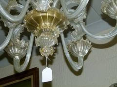 Venitian style Murano chandelier with 6 lights in glass, Italy 1930