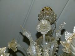 Venitian style Murano chandelier with 6 lights in glass, Italy 1930