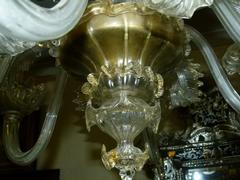 Venitian style Murano chandelier with 6 lights in glass, Italy 1930