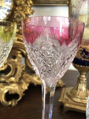 style VSL Carafe and 6 glasses  in Val Saint Lambert crystal, Belgium,Liége 1920